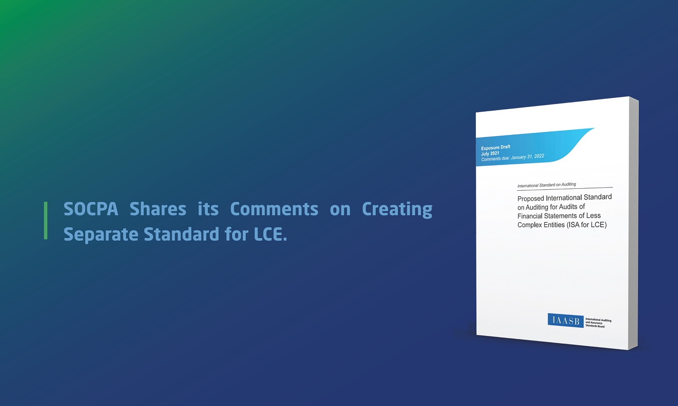 SOCPA Shares its Comments on Creating Separate Standard for LCE