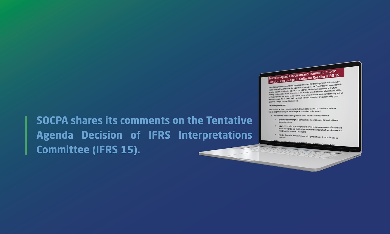 SOCPA shares its comments on the Tentative Agenda Decision of IFRS Interpretations Committee (IFRS 15)